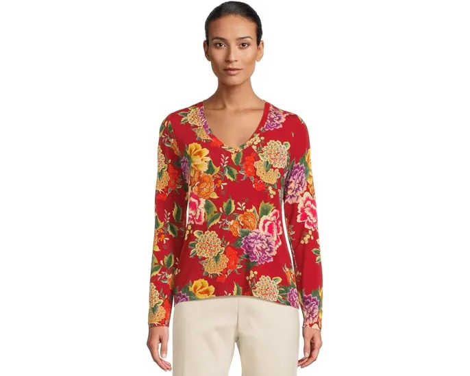 Футболка The Janie с V-образным вырезом и длинным рукавом Johnny Was