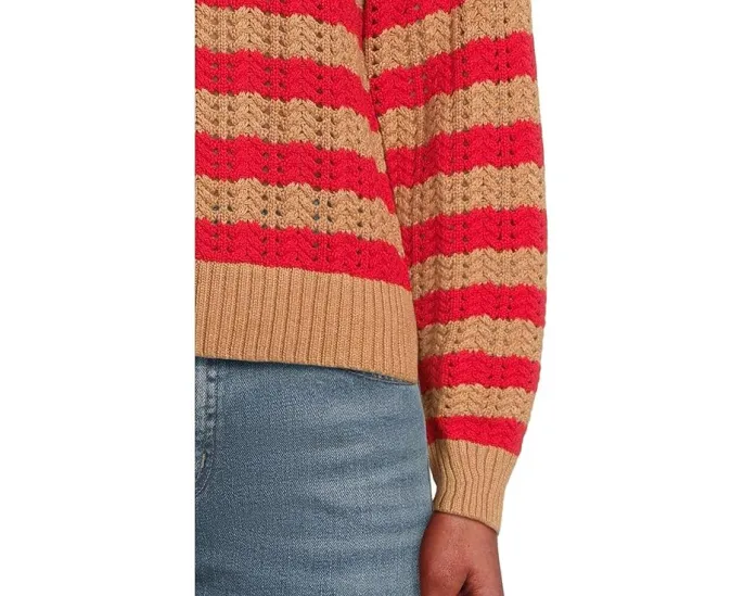 Свитер с полосатой вязкой из экологичного хлопкового микса