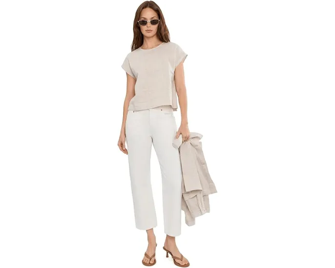 Топ Eileen Fisher Petite Striped с круглым вырезом из органического льна