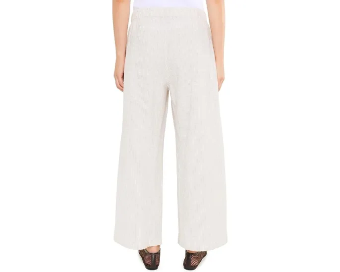 Eileen Fisher Органические хлопковые брюки Pucker Check Ankle Wide Pant Белые