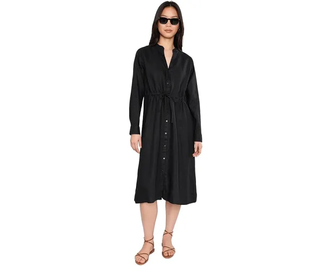 Платье миди Organic Linen Mandarin Collar с застежкой на пуговицы Eileen Fisher