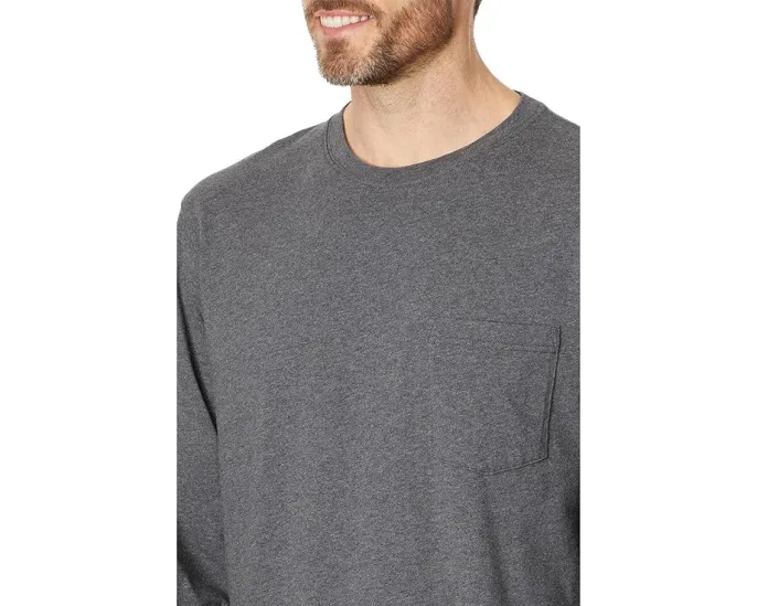 L.L.Bean футболка Carefree Unshrinkable с карманом и длинными рукавами из двойного кольцевого прядения