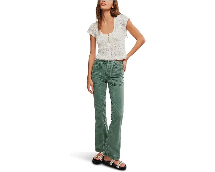 Брюки Venus Bootcut с расклешенным силуэтом из хлопка и льна Free People