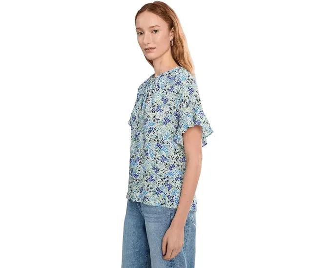 Топ CeCe с коротким рукавом и застежкой у горловины