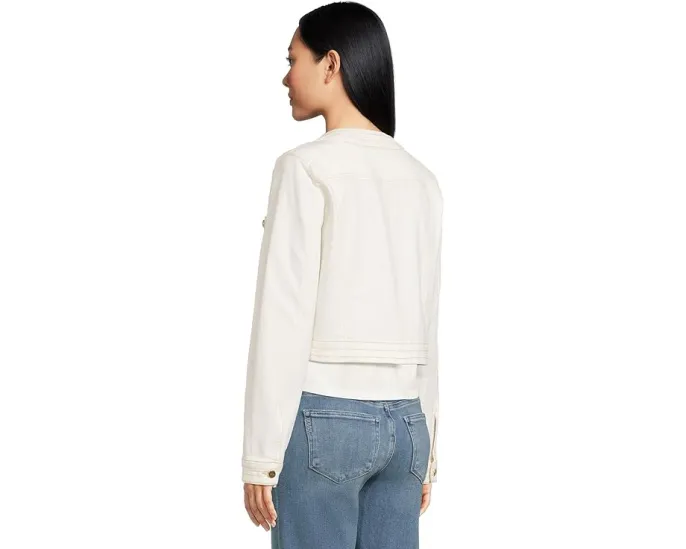 Короткий жакет Paige Kiya Toasted Ecru без воротника с накладными карманами