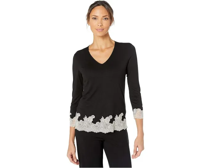 Natori пижамный комплект Luxe Shangri-La с длинными рукавами и отделкой кружевом