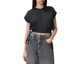 Футболка AllSaints Mira Satin укороченная с кулиской из органического хлопка