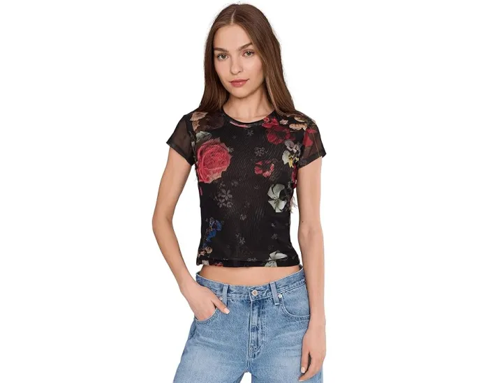 Футболка AllSaints Ellie Mesh с принтом и коротким рукавом из переработанного полиэстера