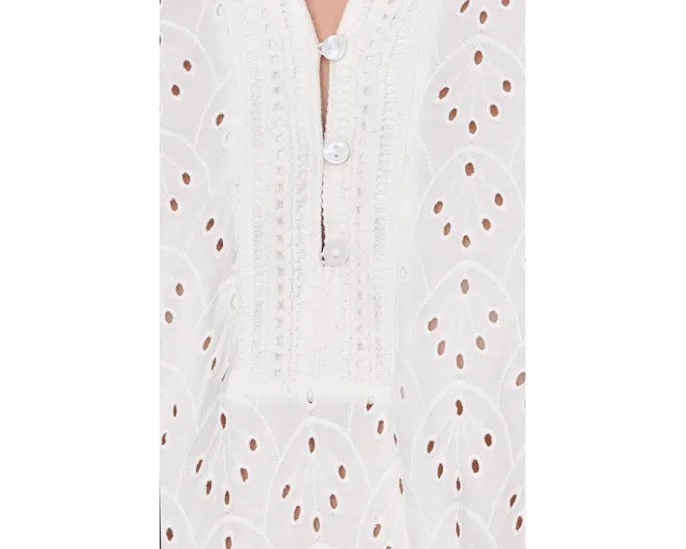 Топ с воротником-рюшей и ажурной вязкой Knit Eyelet от NIC+ZOE