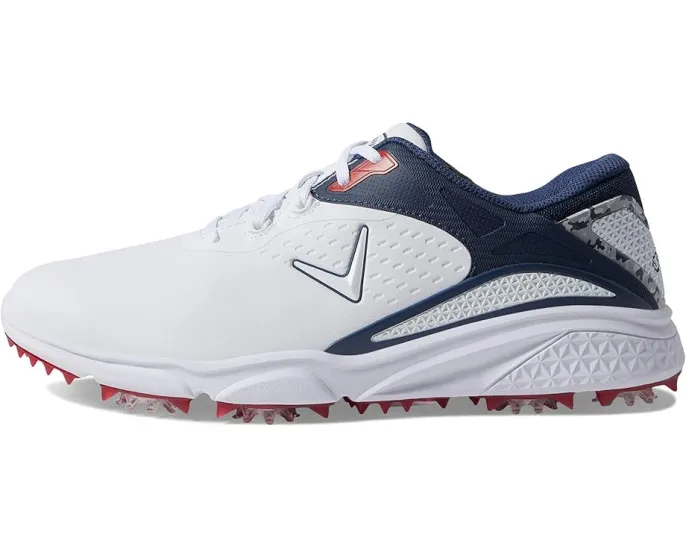 Callaway Coronado V3 гольф-туфли бело-сине-красные с микроволокном и амортизацией ForgedFoam
