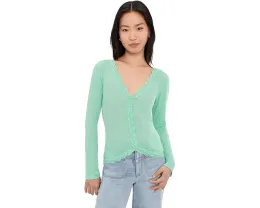 Кардиган Free People Big Love Rib с кружевной отделкой и застежкой на пуговицах