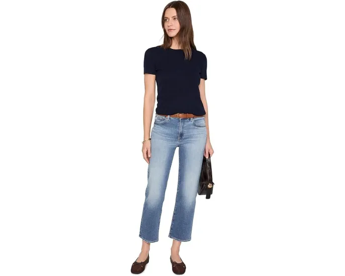 Джинсы Brinley Mid-Rise Straight Crop AG Jeans в расцветке 15 Years Bouquet