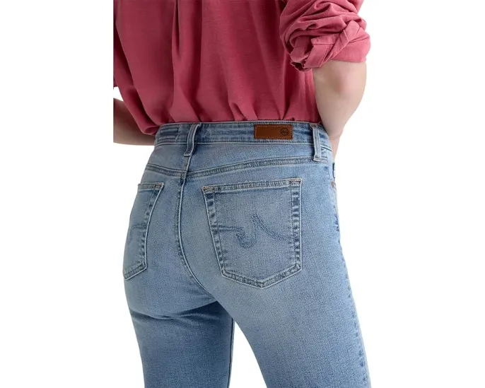 Джинсы AG Jeans Mari с завышенной талией и прямым укороченным кроем в цвете Marina Blue