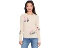 Свитер CeCe с длинными рукавами и цветочной вышивкой