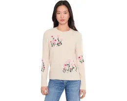 Свитер CeCe с длинными рукавами и цветочной вышивкой
