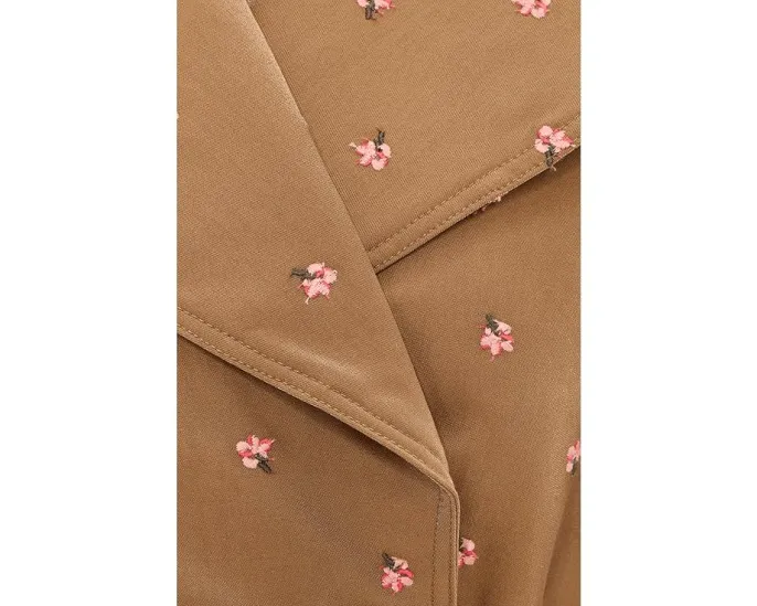 Короткое двубортное пальто с поясом из хлопкового брокара Avec Les Filles