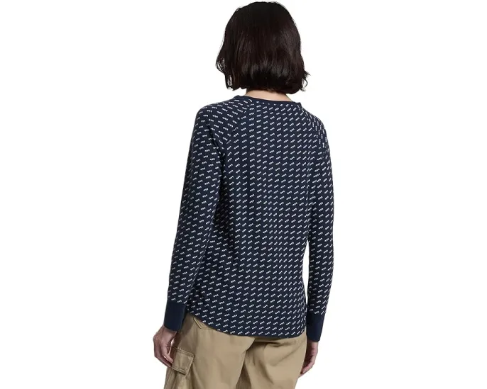 L.L.Bean Футболка Unshrinkable Mini-Waffle с длинным рукавом и полоской