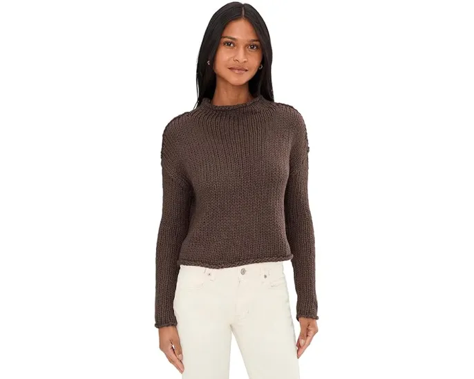 Свитер Free People Opal из хлопка с отворотом на горловине и пониженными плечами