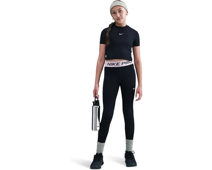 Леггинсы Nike Kids Pro Dri-FIT для спорта с логотипом на бедре
