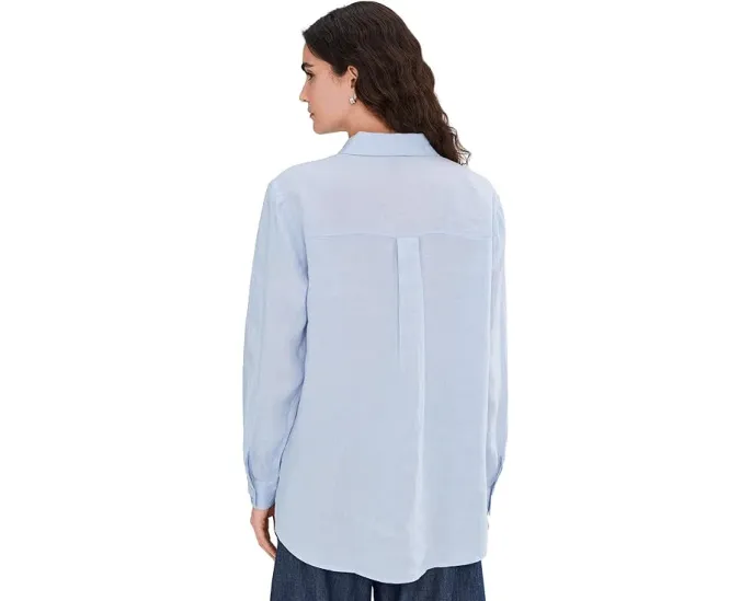 Длинная рубашка Eileen Fisher из органического льна с классическим воротником