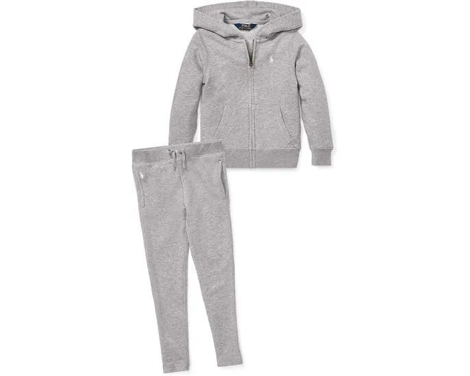 Леггинсы Polo Ralph Lauren Kids из френч терри для младших детей с бантом на поясе