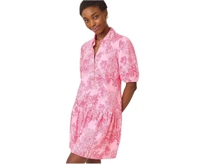 Платье Bingley от Lilly Pulitzer в стиле рубашки с цветочным принтом и рукавами 3/4