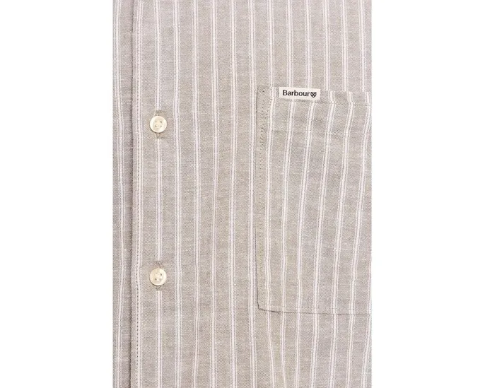 Barbour летняя рубашка Nelson Striped из льна с расслабленным кроем