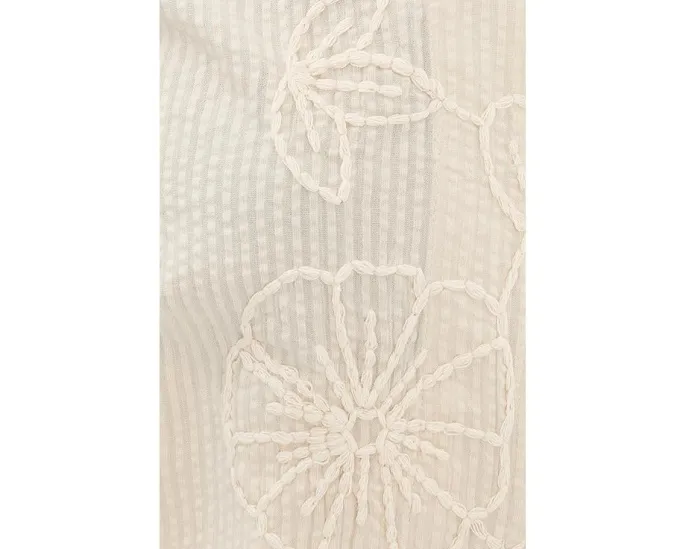 Long Sleeve Collarless Jacket With Smocking