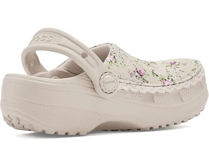 Crocs детские клоги Classic Crafted Canvas с веганской замшей и стежками