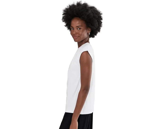 Топ Vince Relaxed Short Sleeve Drape Top с драпировкой на плече
