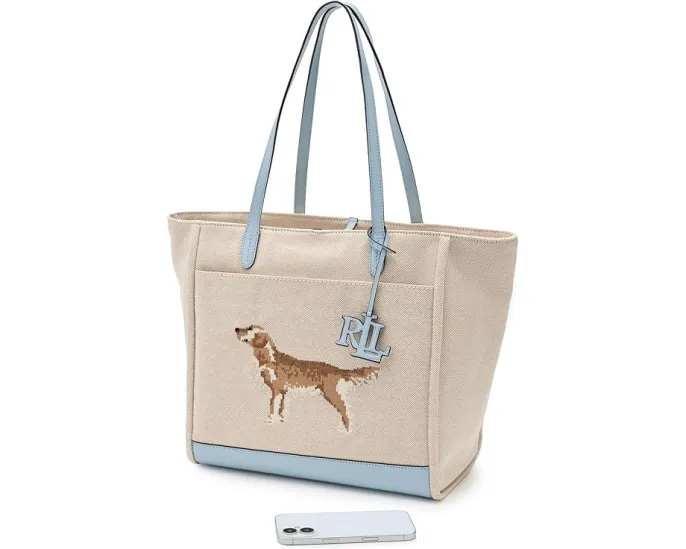 Сумка тоут Lauren Ralph Lauren Cameryn с вышивкой собаки