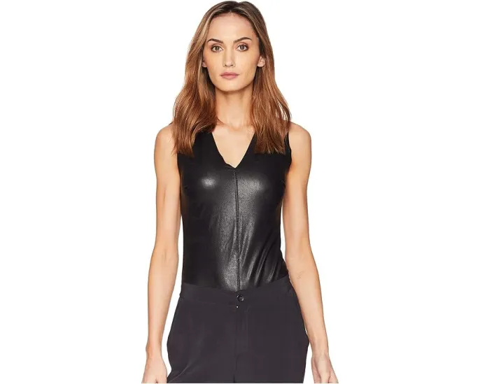 Боди Commando с V-образным вырезом из экокожи