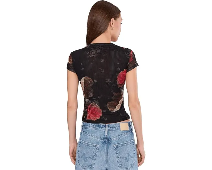 Футболка AllSaints Ellie Mesh с принтом и коротким рукавом из переработанного полиэстера