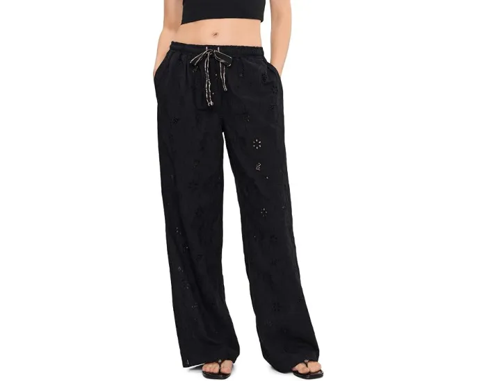 Штаны Free People Day Drift с цветочной вышивкой и широким кроем