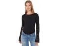 Вязаный топ Amber Lace Cuff с кружевными вставками Free People черного цвета