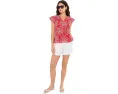 Топ CeCe Flutter Sleeve с вышивкой и завязками цвета Classic Cherry