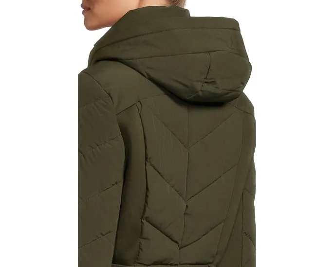 Куртка Chevron с поясом и искусственным мехом от MICHAEL Michael Kors