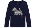 Детская футболка с длинным рукавом из хлопка с принтом собаки Polo Ralph Lauren