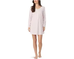 Ночная рубашка Eileen West короткая с длинным рукавом из хлопкового трикотажа