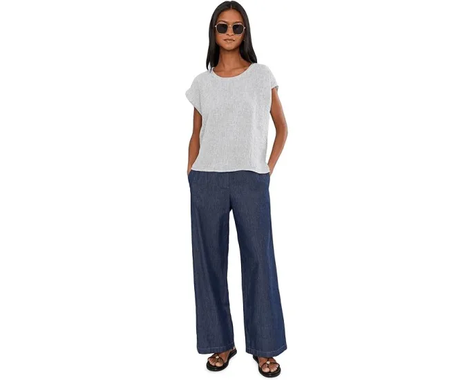 Топ с воротником-каре из органического льна Eileen Fisher