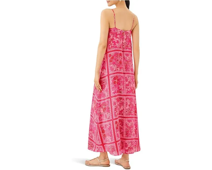 Платье Lilly Pulitzer Jesslyn Silk Maxi Slip с квадратным вырезом и регулируемыми бретелями