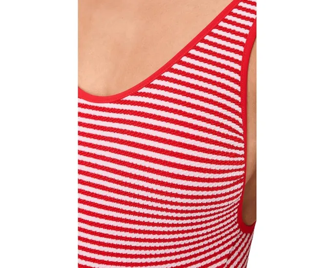 Купальник цельный Seafolly Club House Retro в полоску с контрастной окантовкой