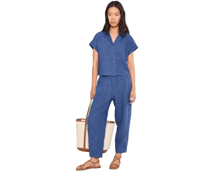 Рубашка Eileen Fisher Petite с отложным воротником из выстиранного органического льна