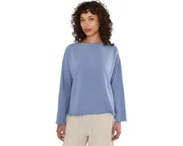 Блуза свободного кроя с лодочкой из окрашенного в готовом виде махрового полотна Eileen Fisher