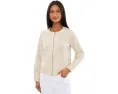 Long Sleeve Collarless Jacket With Smocking