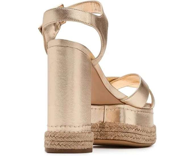Босоножки Hilda Rope High Schutz на высокой платформе из металлизированной кожи и рафии