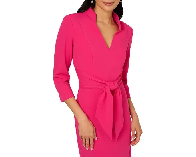 Adrianna Papell платье с запахом и воротником стойкой из роскошного крепа