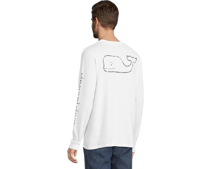 Футболка Vineyard Vines Long Sleeve Vintage Whale с карманом и принтом
