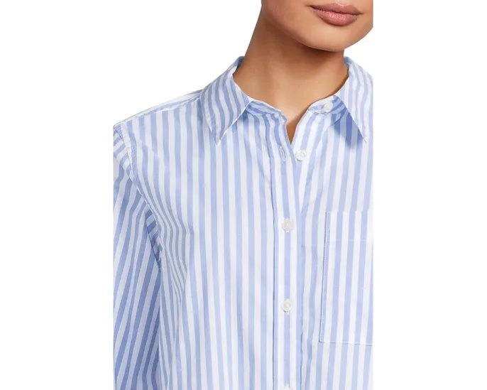 Хлопковая рубашка L.L.Bean Essential Poplin с длинным рукавом и накладным карманом