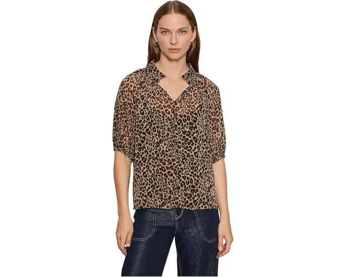 Блузка Sanctuary Keep Me Close с леопардовым принтом и короткими рукавами